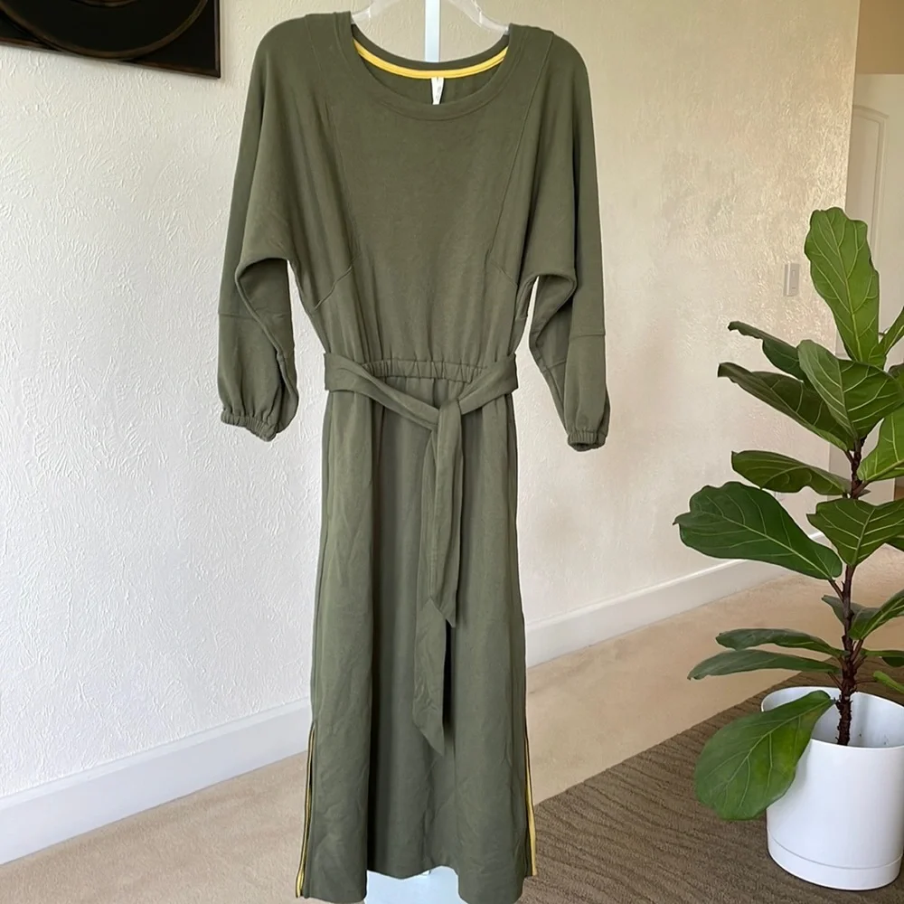 Anthropologie Thalia dolman sleeve green fleece midi dress - Picture 1 of 12